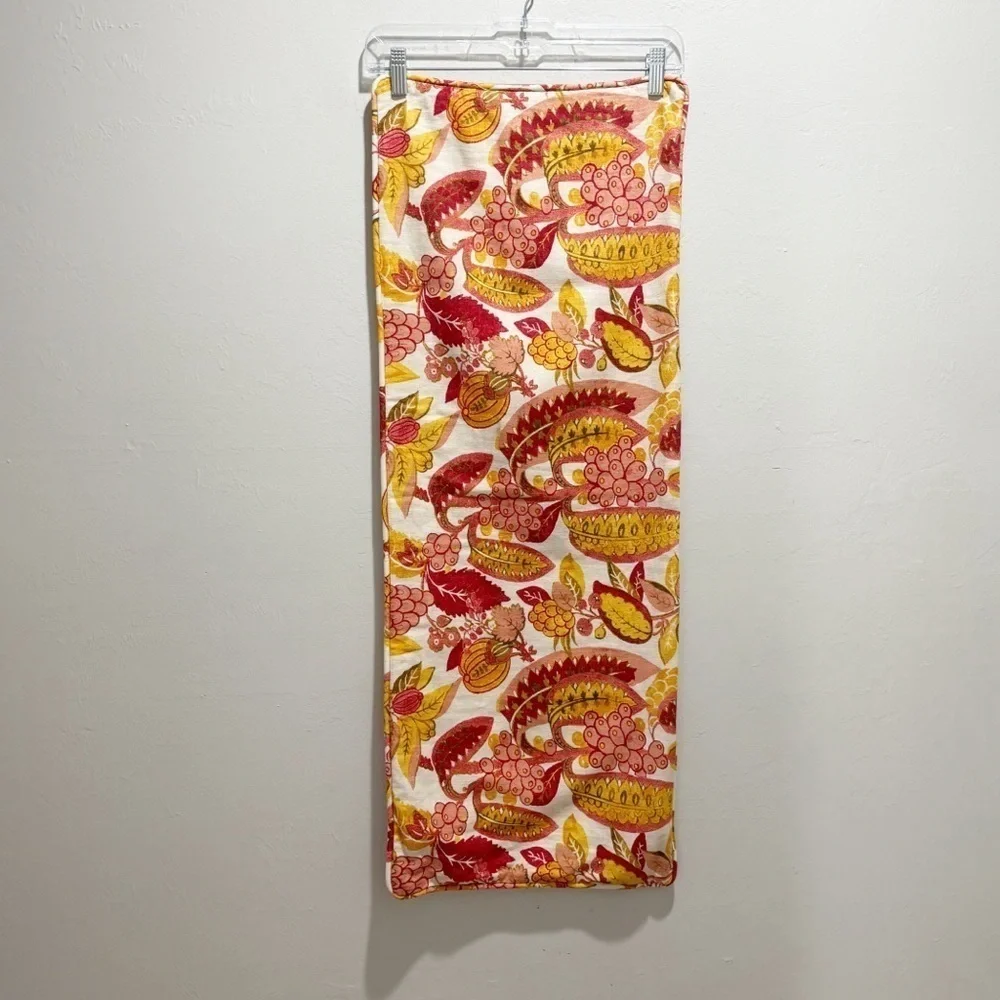 POTTERY BARN Ivory Orange Paisley Cotton Linen Blend Pillow Cover Sham 14” X 36”